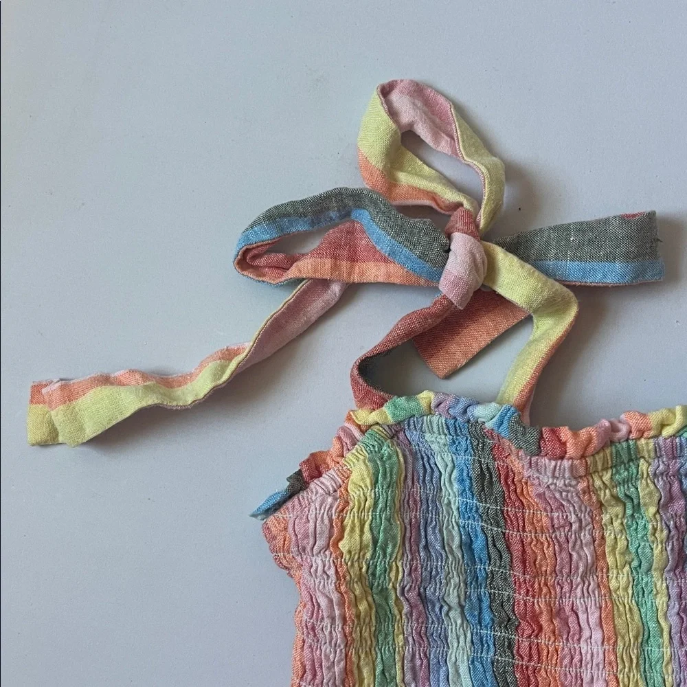 GAP Kids Pastel Rainbow Smocked Linen Tank Top